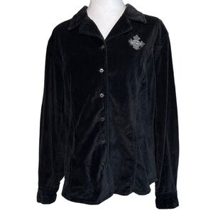 Vintage Harley Davidson Velvet Button Front Embroidered Shirt